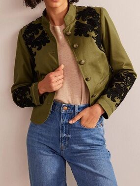 Boden Olive Warwick Embroidered Jacket